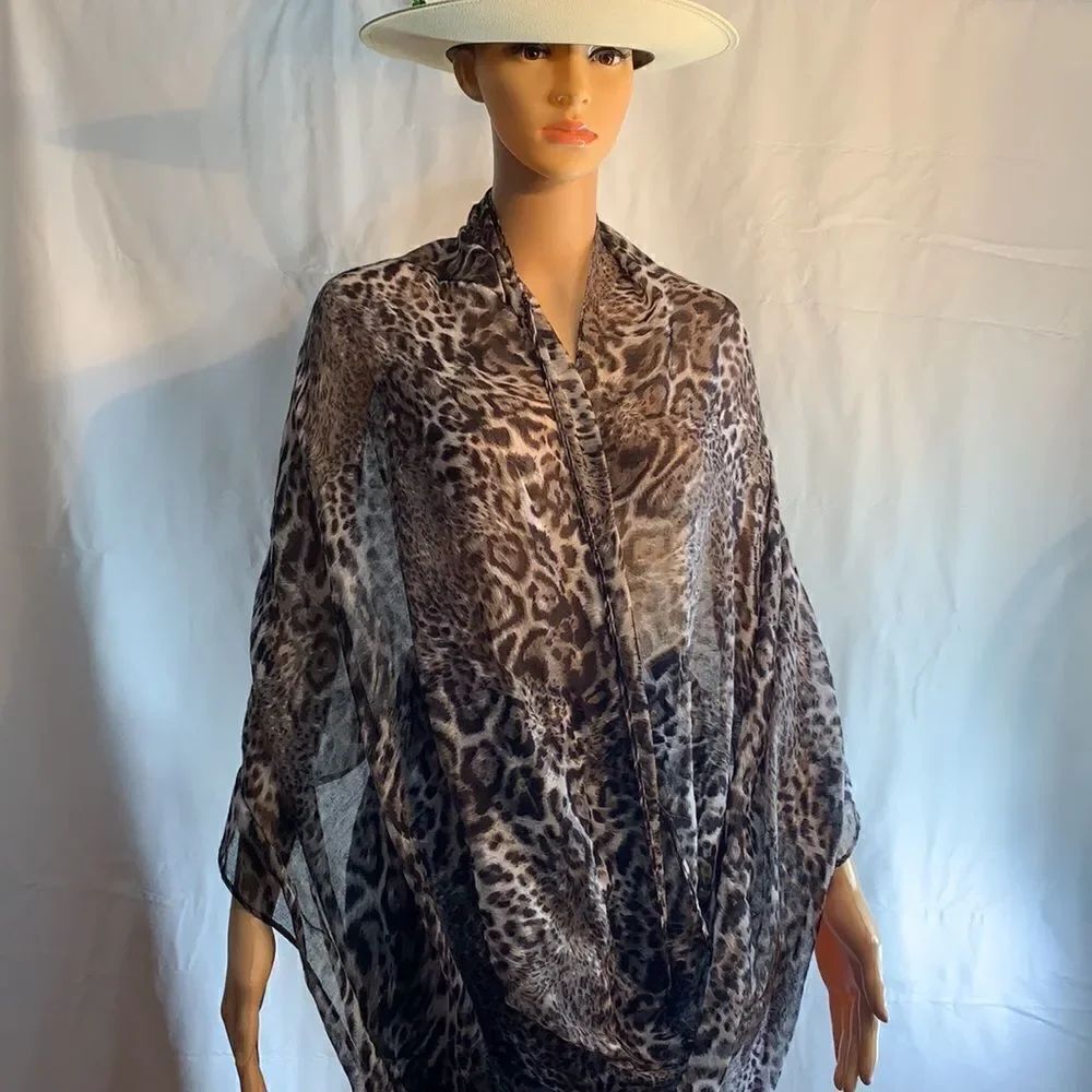 Leopard Print Eternity Scarf 100% Polyester Cold - Picture 3 of 4